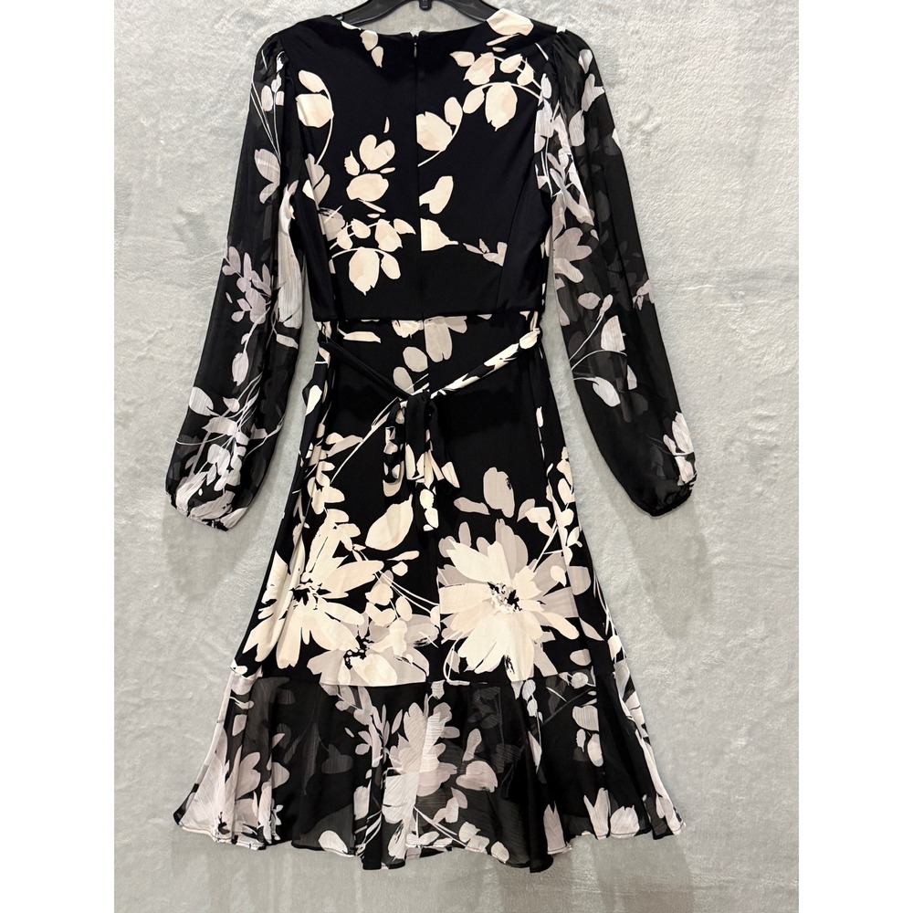 Tommy Hilfiger Petite Long-Sleeve Chiffon Combo Midi Dress 8P NWT - Picture 7 of 12